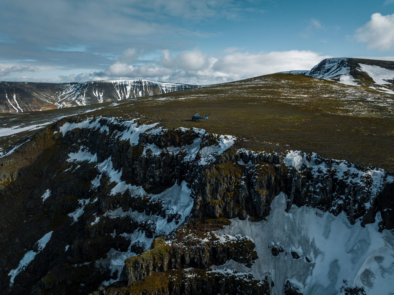A private helicopter in the Icelandic highlands